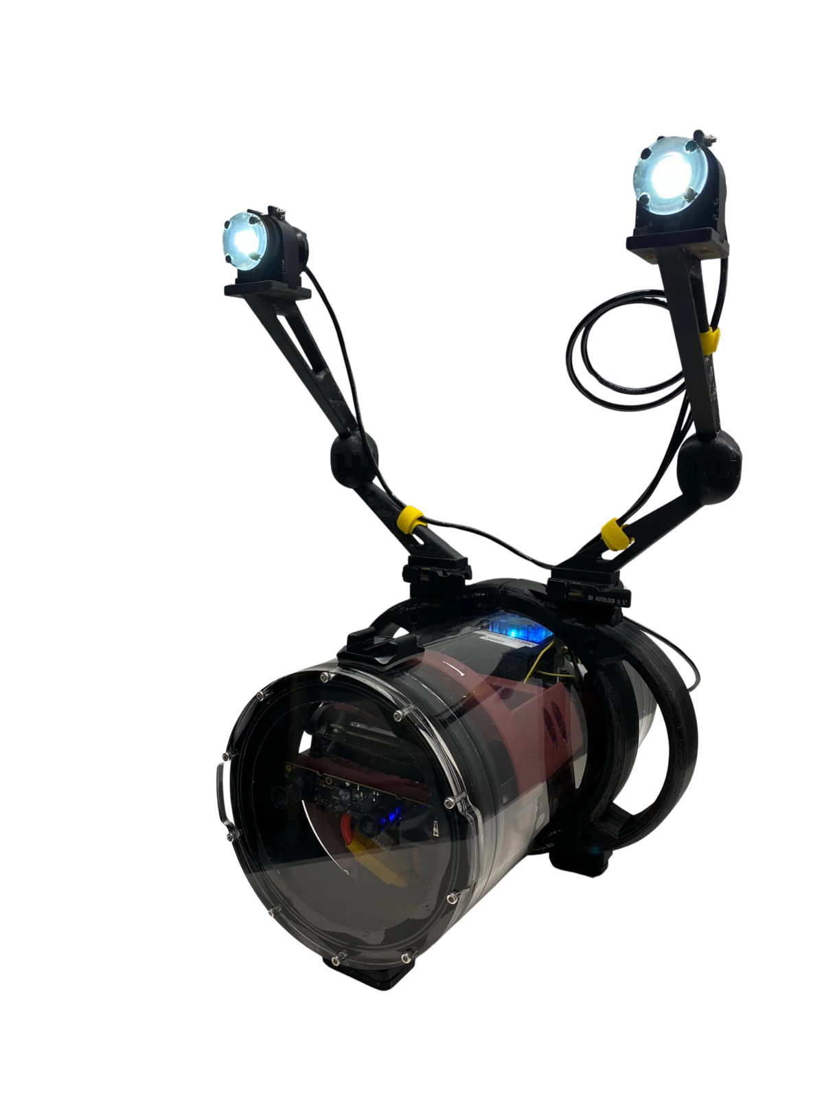 Three-quarter view of the MotherBear Marine HydroEye subsea imaging system